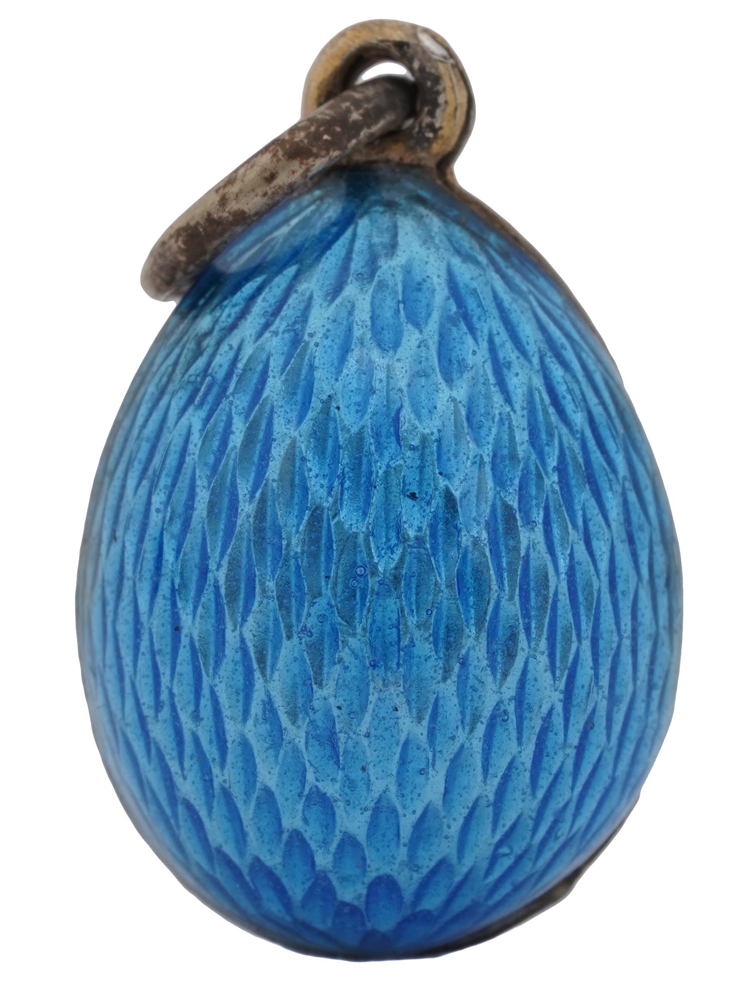 RUSSIAN SILVER GILT GUILLOCHE ENAMEL EGG PENDANT PIC-2